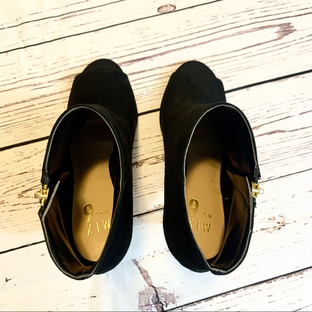 Mix No. 6 Wylda Peep Toe Bootie Side Zipper Size 8 Black - Picture 4 of 12